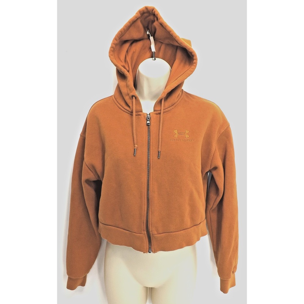 Under Armour Loose Fit Cropped Hoodie Burnt Orange Full Zip - Ladies size XS